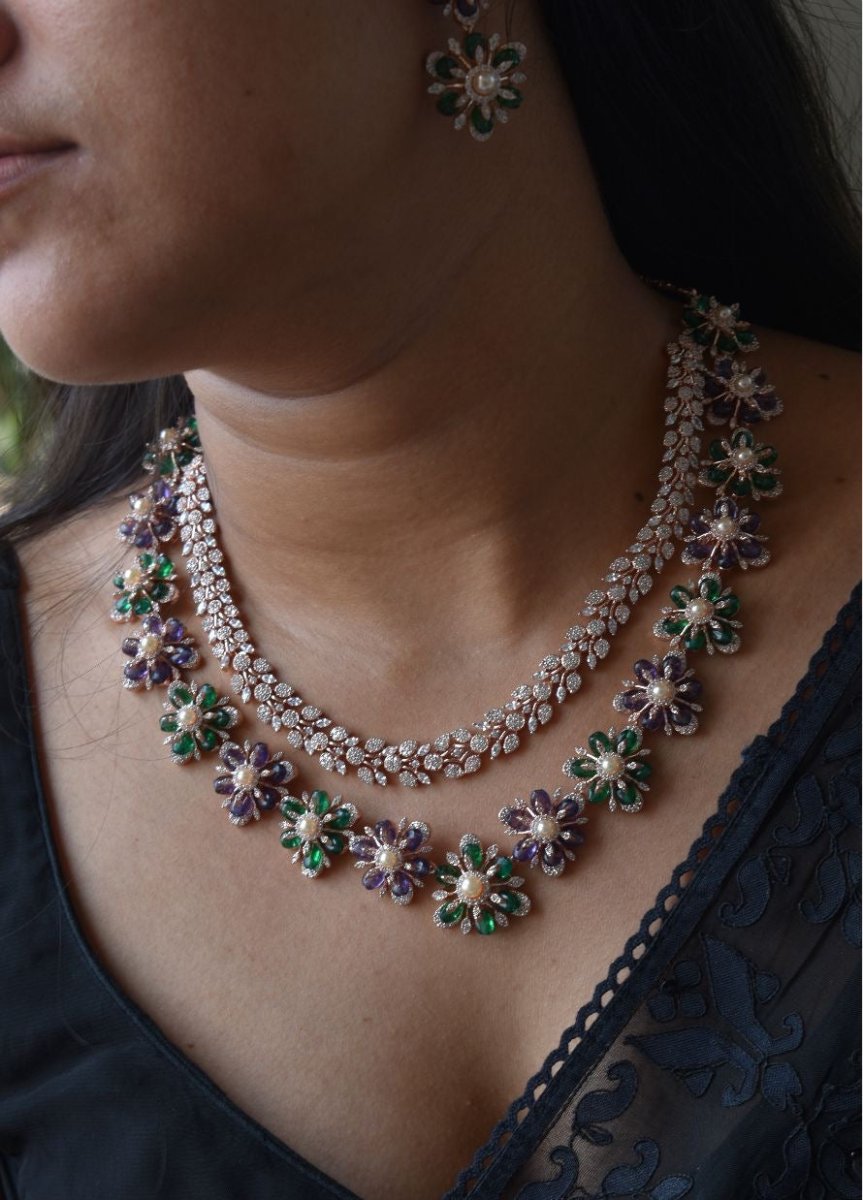 Double layered Exclusive beaded necklace set - MR Jewels