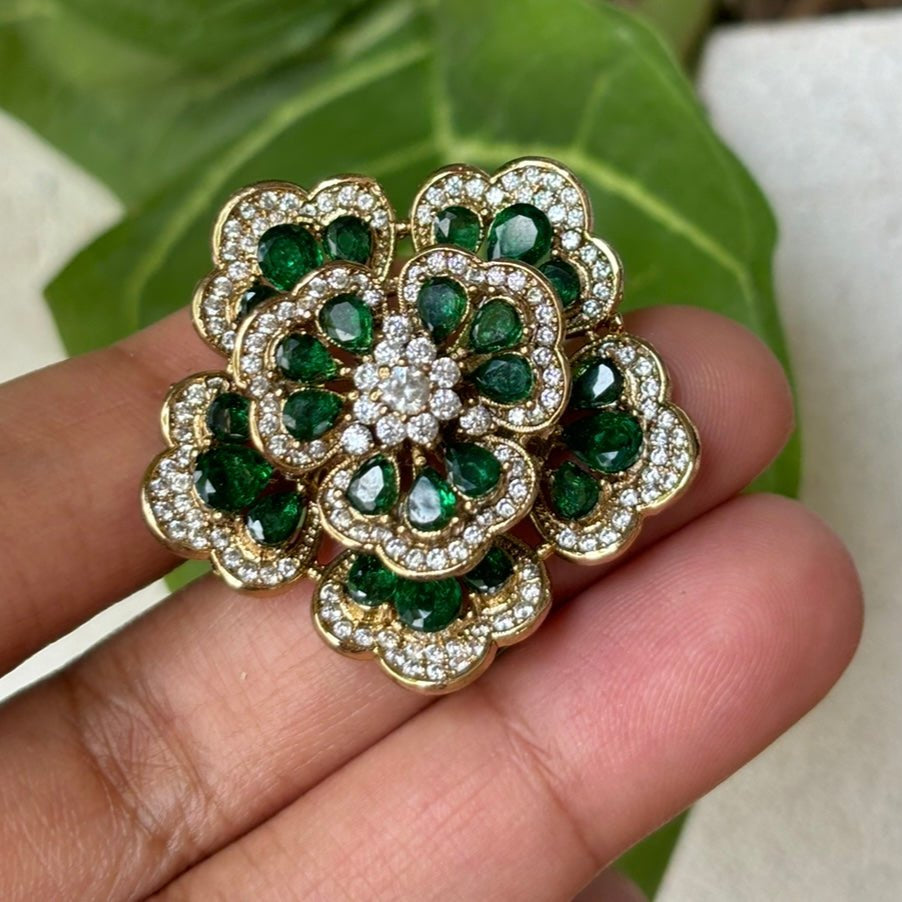 Dual - Layer Floral Ring for Elegant Occasions - Free size - MR Jewels