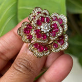 Dual - Layer Floral Ring for Elegant Occasions - Free size - MR Jewels