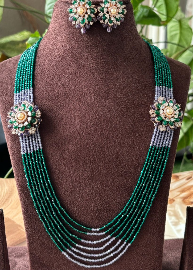 Dual - Tone Blossom Beaded Necklace Set - MR Jewels