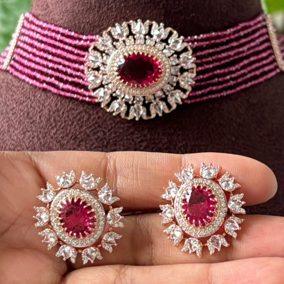 Elegant Choker necklace with lovely studs - MR Jewels