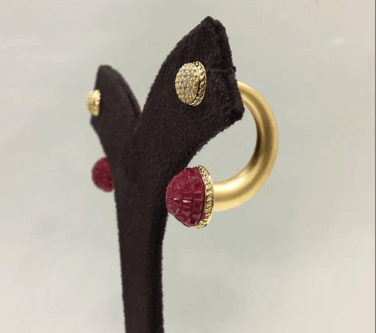 Elegant Ruby and Gold Earrings - Sophisticated Charm - MR Jewels