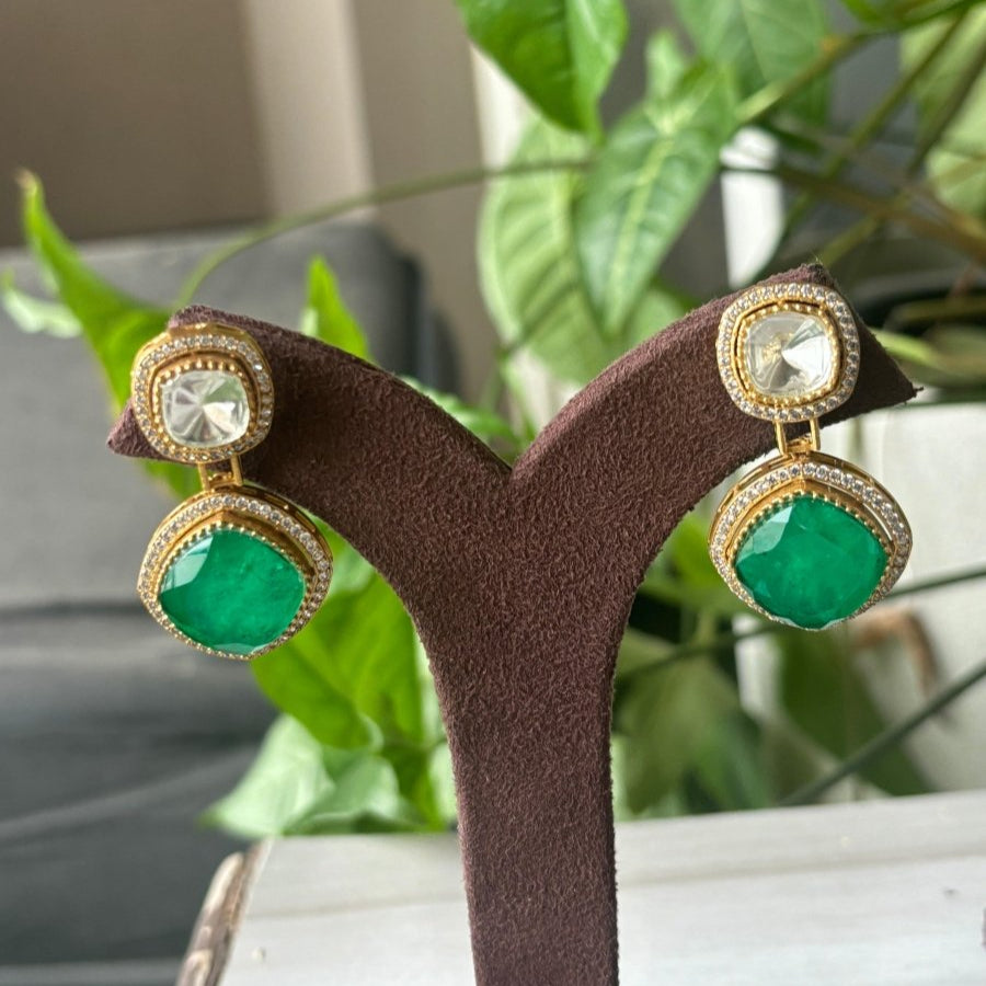 Emerald and American Diamond Necklace - MR Jewels