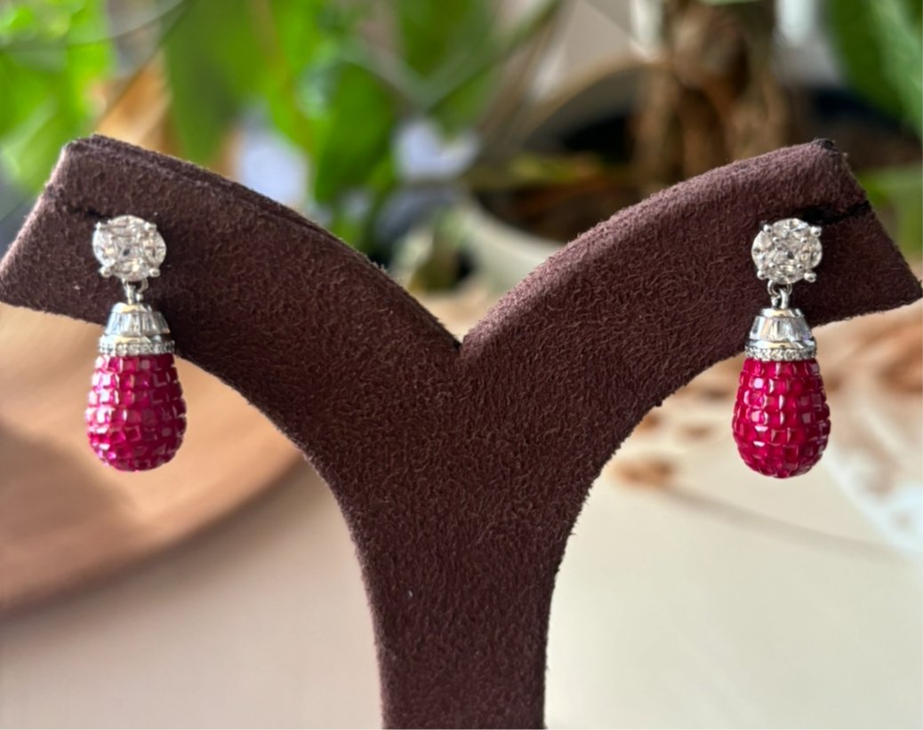 Emerald and Ruby drop earrings - MR Jewels