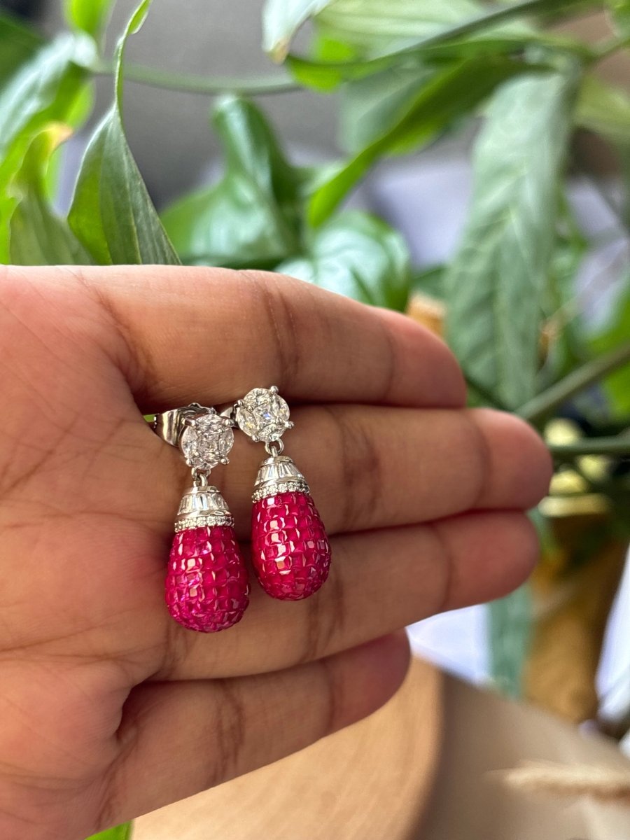 Emerald and Ruby drop earrings - MR Jewels