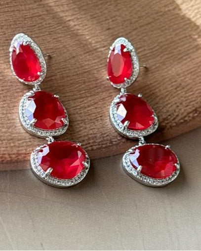 Emerald and Ruby Long earrings - MR Jewels