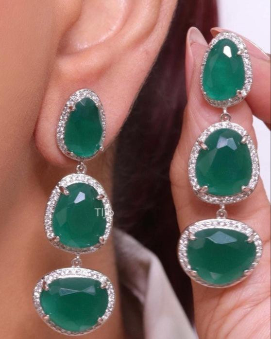 Emerald and Ruby Long earrings - MR Jewels