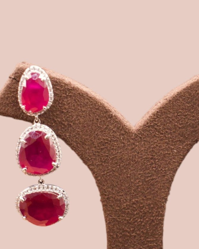 Emerald and Ruby Long earrings - MR Jewels