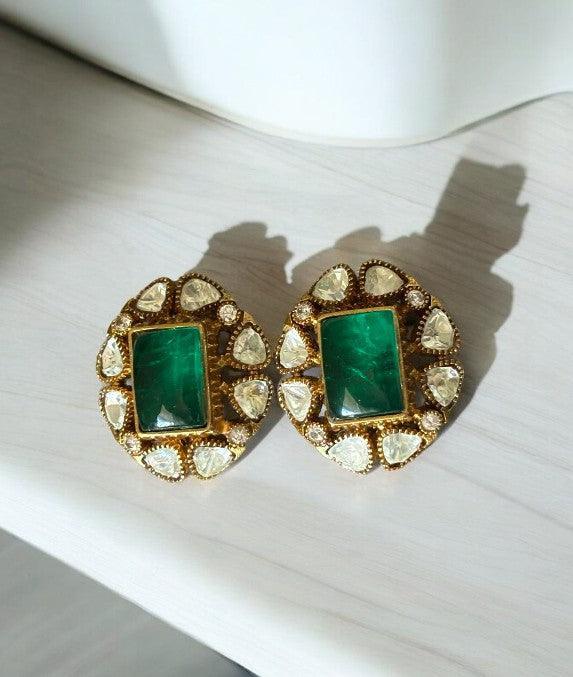 Emerald Angelic Polki Earrings | Elegant & Timeless | Perfect for Any Occasion - MR Jewels