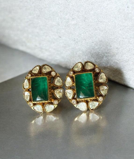 Emerald Angelic Polki Earrings | Elegant & Timeless | Perfect for Any Occasion - MR Jewels