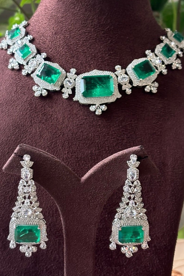 Emerald Cascade Diamond Necklace Set - MR Jewels