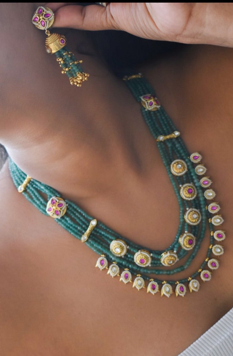 Emerald Radiance Kundan Necklace Set - MR Jewels