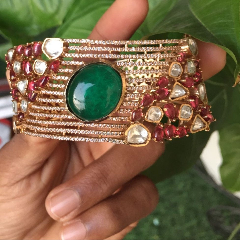 Emerald Royale Kundan kada - MR Jewels