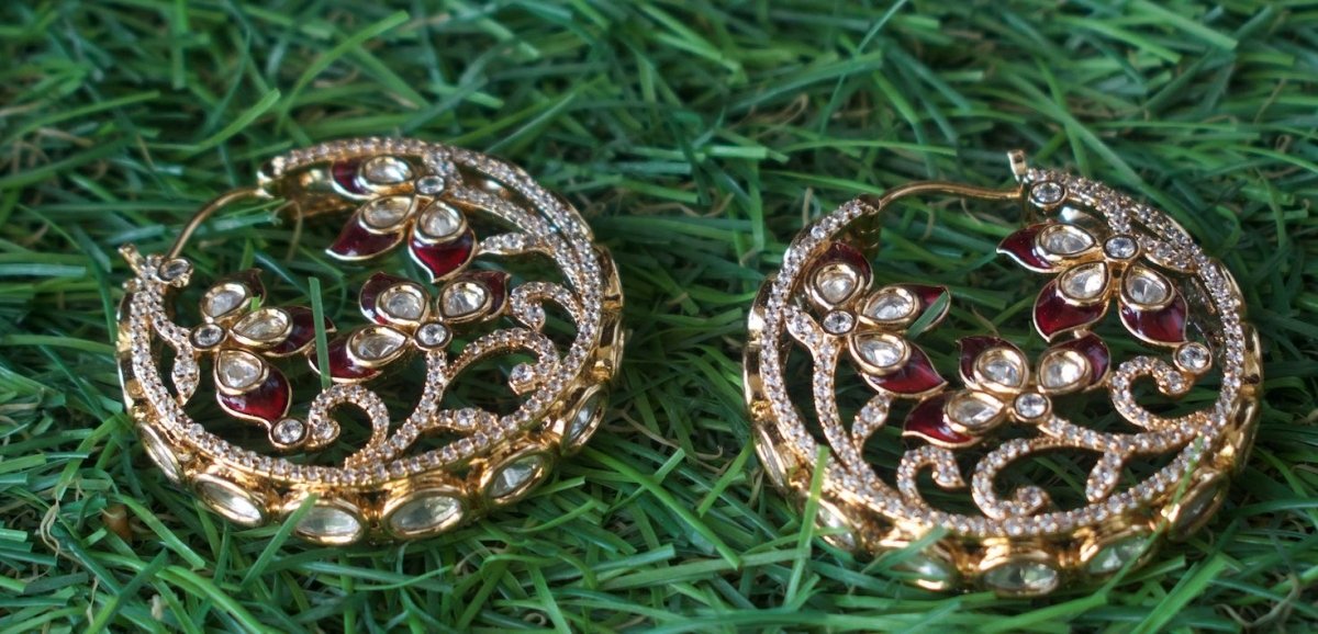 Enchanted Bloom Golden baali Earrings - MR Jewels