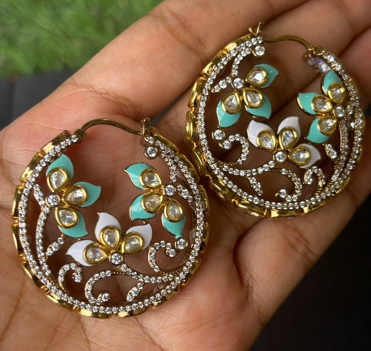 Enchanted Bloom Golden baali Earrings - MR Jewels