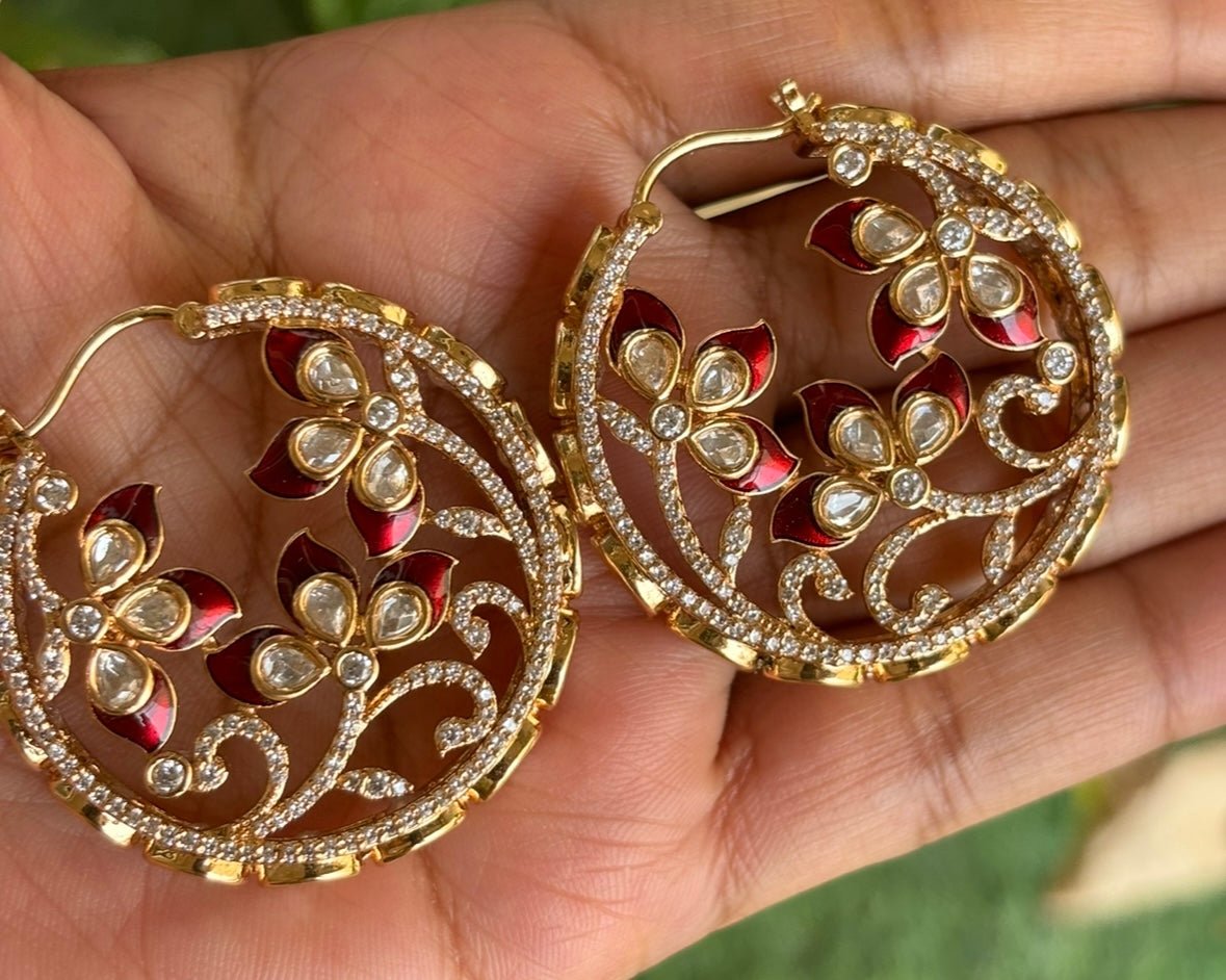 Enchanted Bloom Golden baali Earrings - MR Jewels