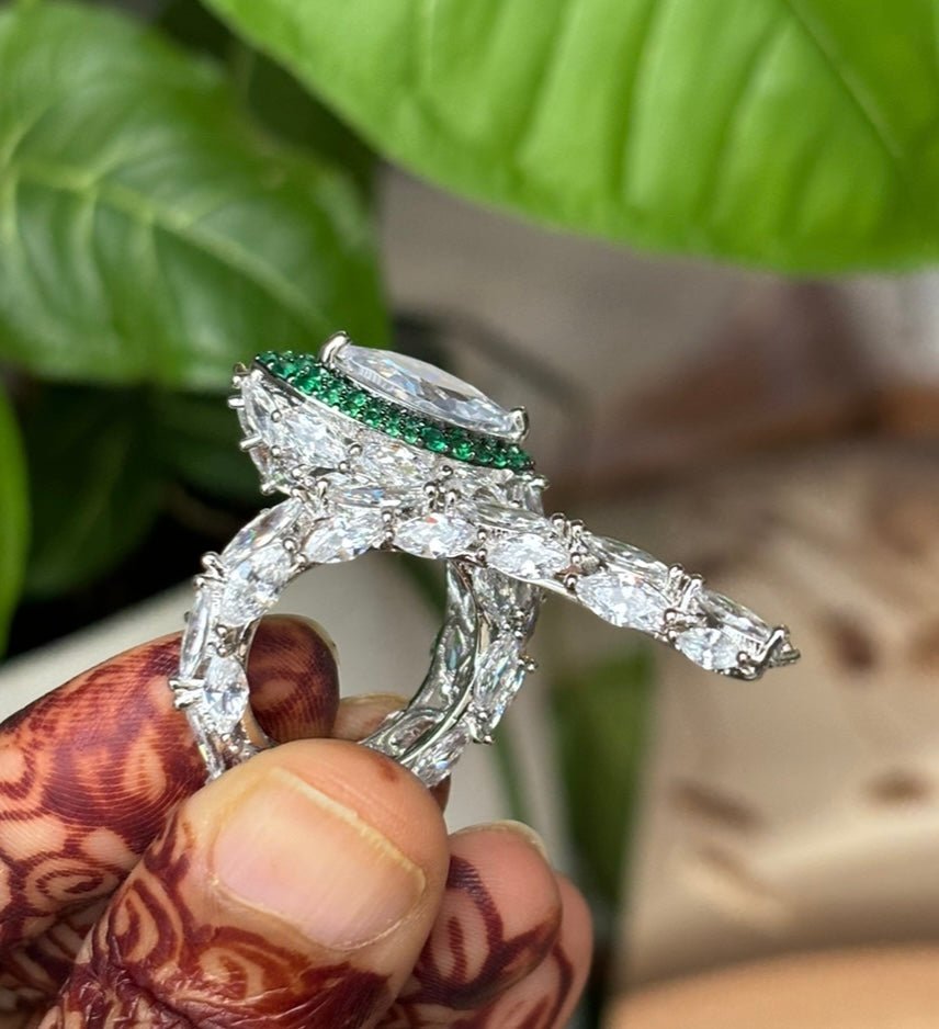 Esmeralda Marquise Diamond Cocktail Ring Free size - MR Jewels