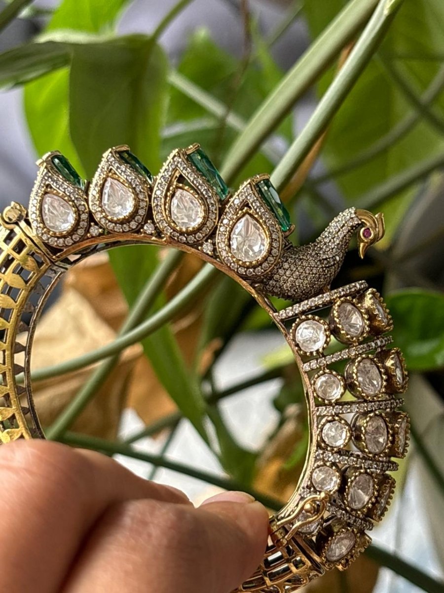 Exclusive Designer moissanite Peacock Kada - MR Jewels