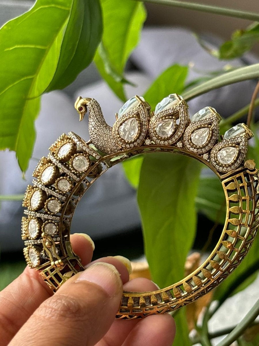 Exclusive Designer moissanite Peacock Kada - MR Jewels