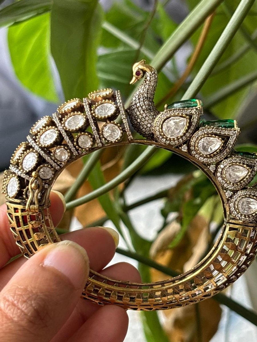 Exclusive Designer moissanite Peacock Kada - MR Jewels