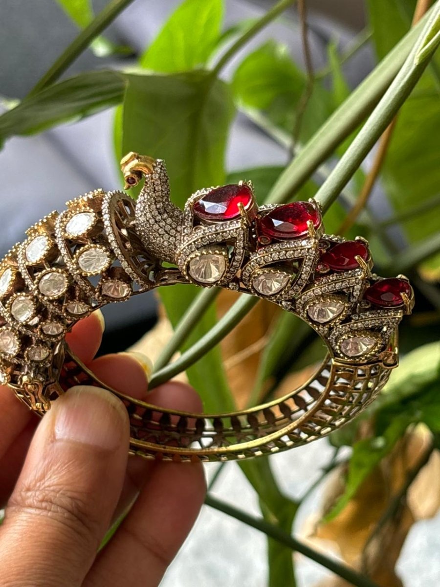 Exclusive Designer moissanite Peacock Kada - MR Jewels