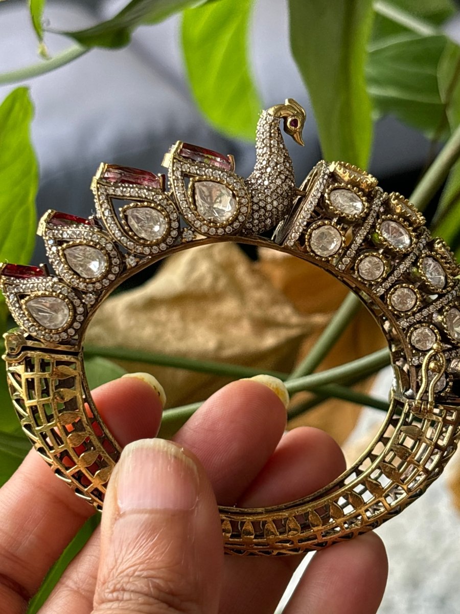 Exclusive Designer moissanite Peacock Kada - MR Jewels