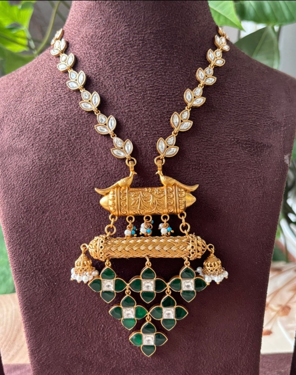 Exclusive handcrafted necklace set with lovely bird jhumkas - MR Jewels