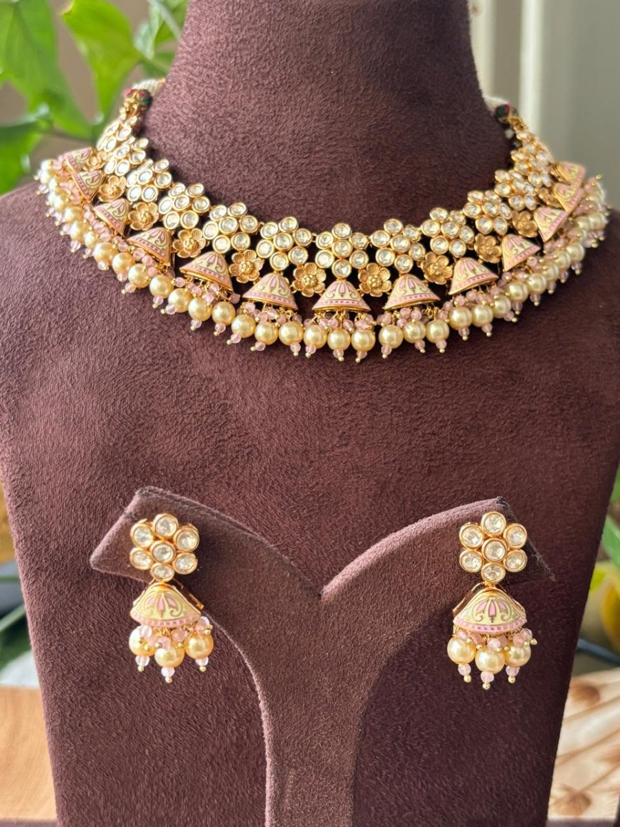 Exclusive kundan Polki Meenakari Traditional necklace set - MR Jewels