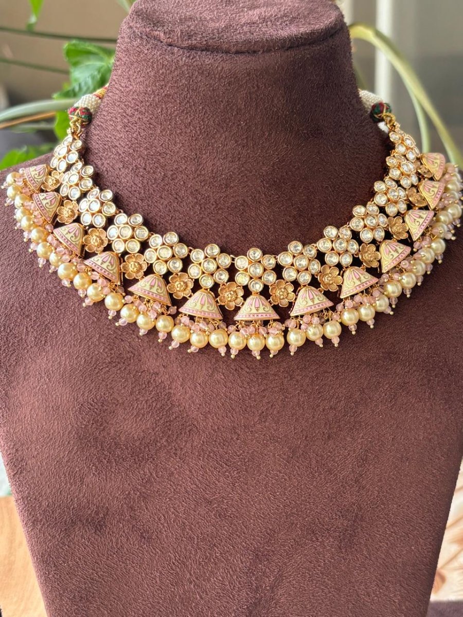 Exclusive kundan Polki Meenakari Traditional necklace set - MR Jewels