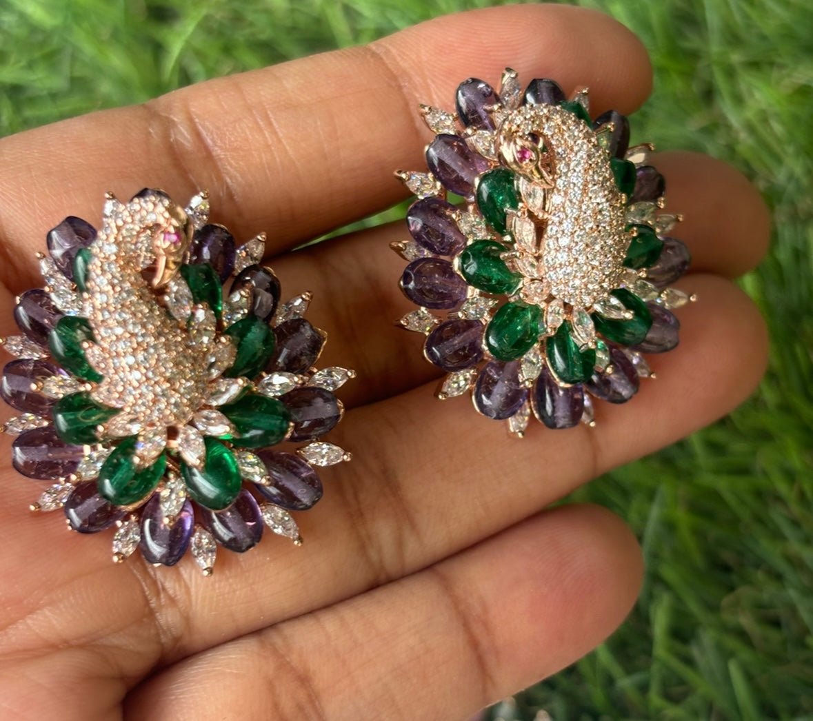 Exclusive Peacock Diamond Studs - MR Jewels