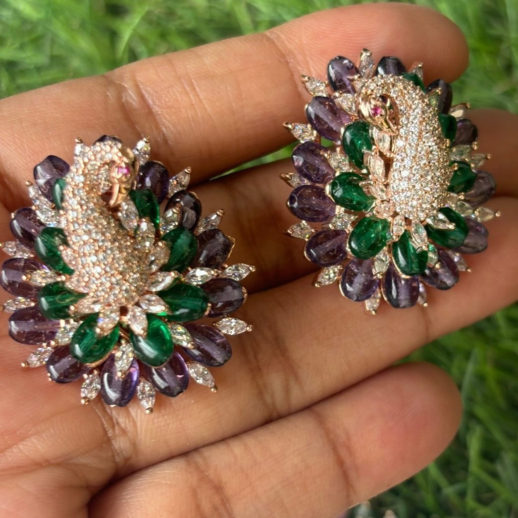 Exclusive Peacock Diamond Studs - MR Jewels
