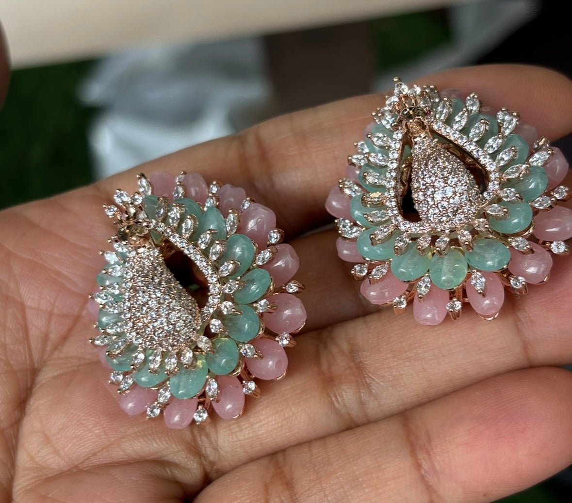 Exclusive Peacock Diamond Studs - MR Jewels