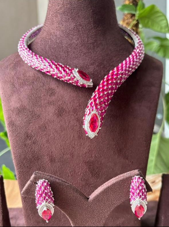 Exclusive ruby and zircona hasli - Designer Exclusive set - MR Jewels