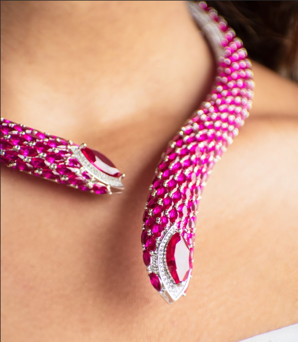 Exclusive ruby and zircona hasli - Designer Exclusive set - MR Jewels