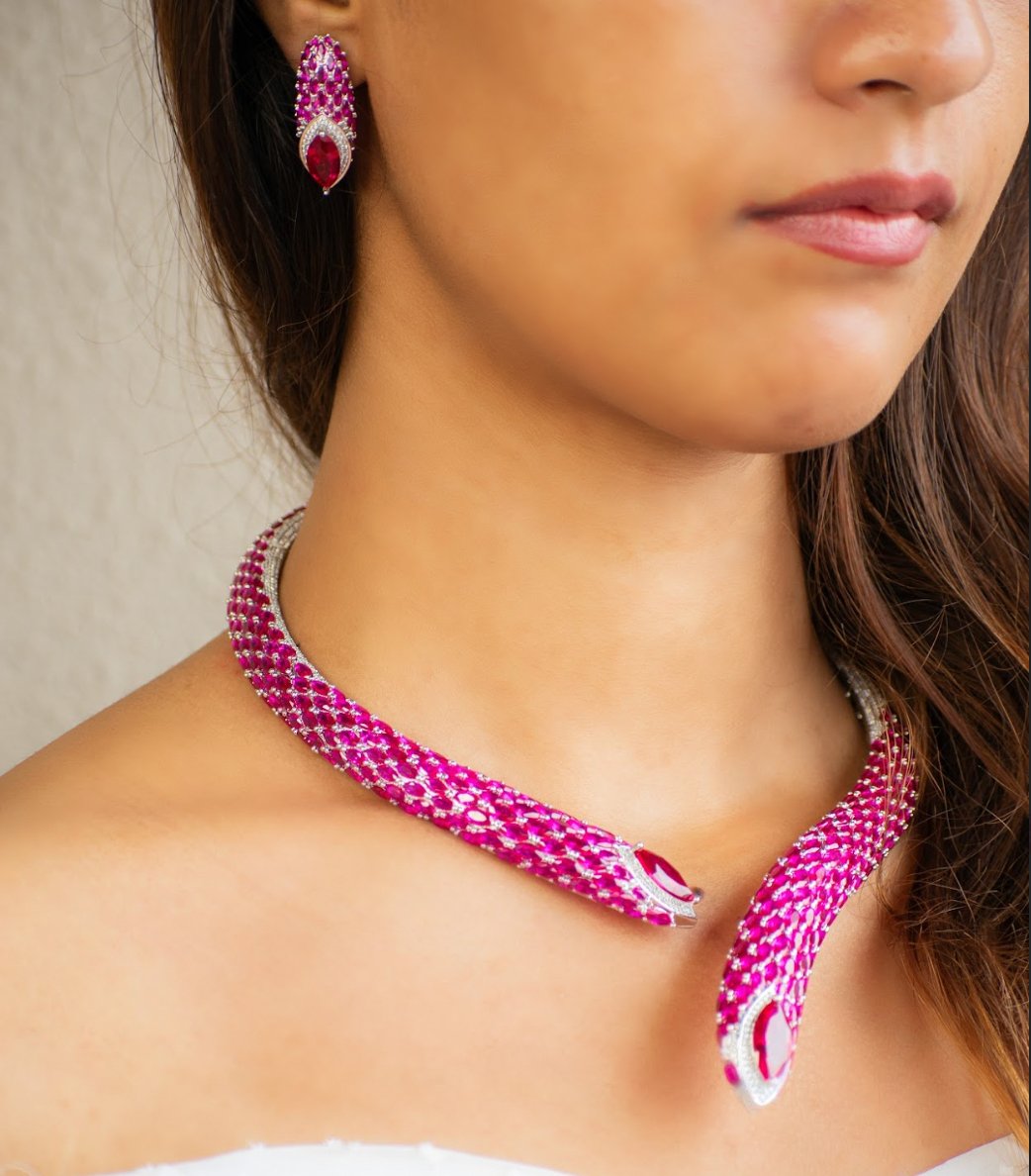 Exclusive ruby and zircona hasli - Designer Exclusive set - MR Jewels