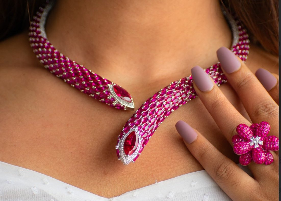 Exclusive ruby and zircona hasli - Designer Exclusive set - MR Jewels