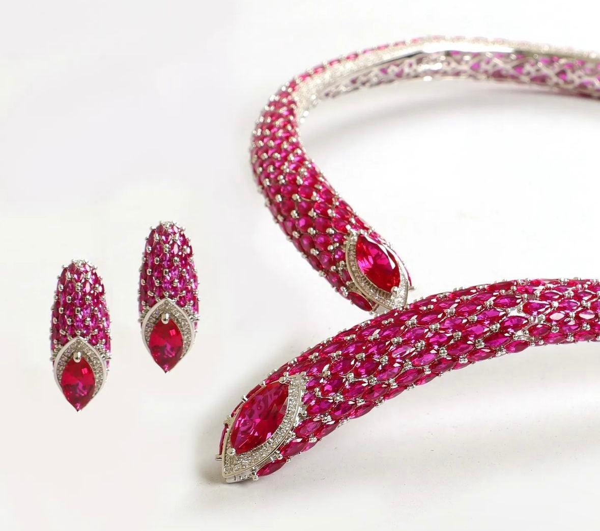 Exclusive ruby and zircona hasli - Designer Exclusive set - MR Jewels