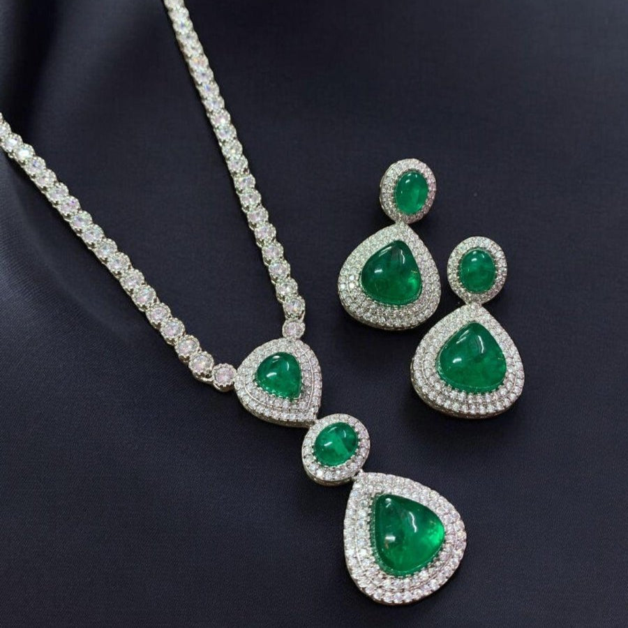 Exquisite Doublet stone Pendant set - MR Jewels