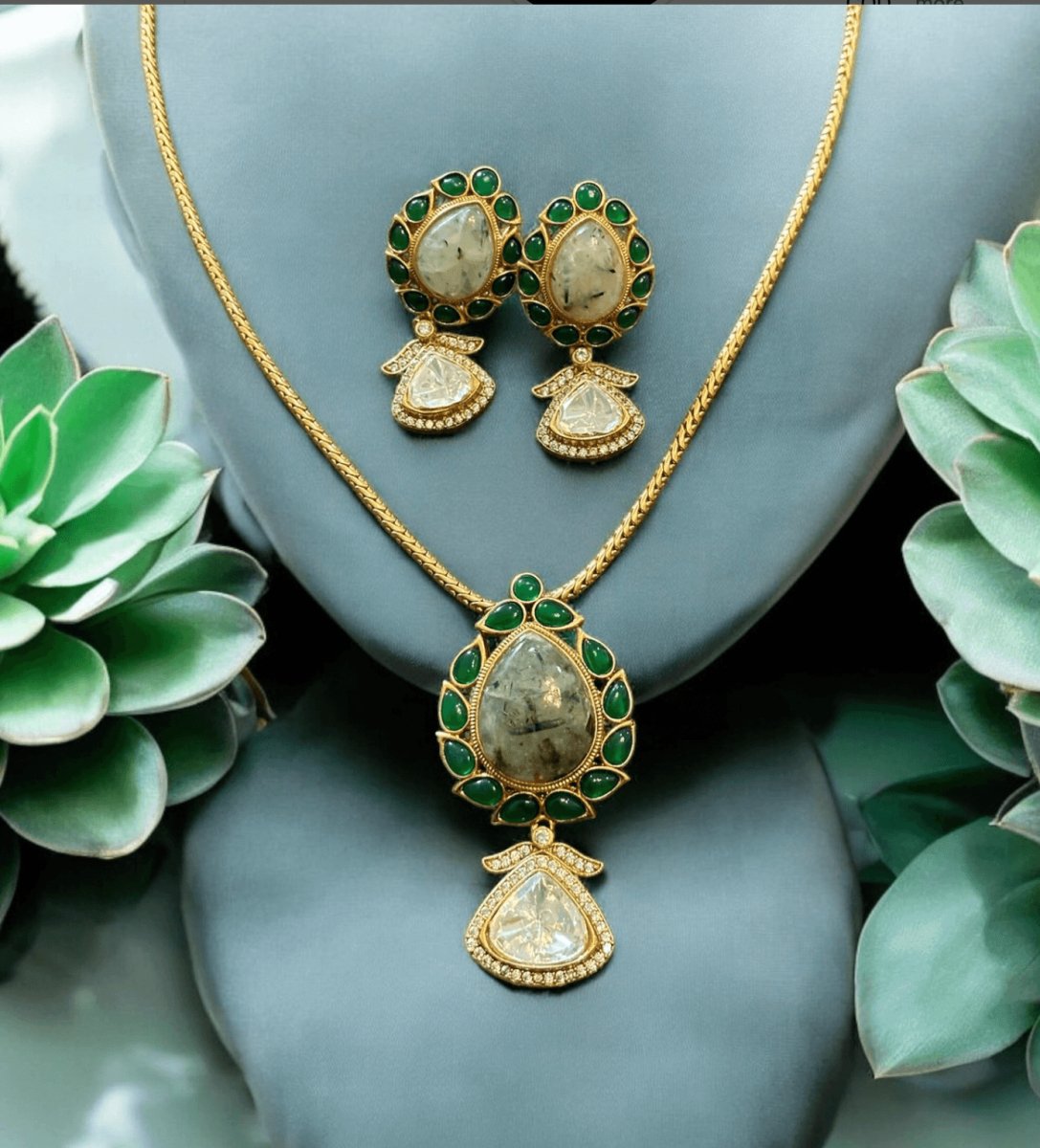 Exquisite Labradorite and Green Onyx Jewelry Set - Elevate Your Elegance - MR Jewels