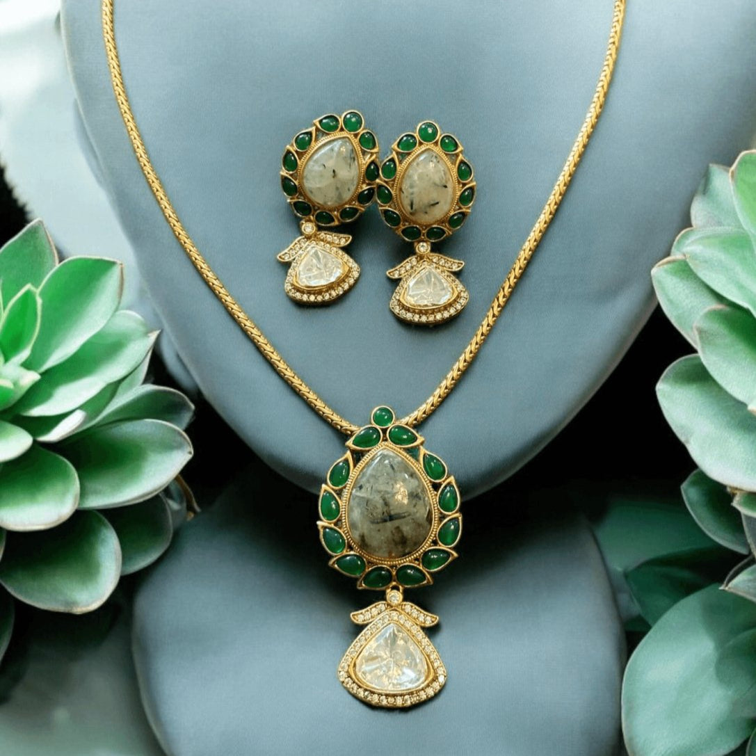 Exquisite Labradorite and Green Onyx Jewelry Set - Elevate Your Elegance - MR Jewels