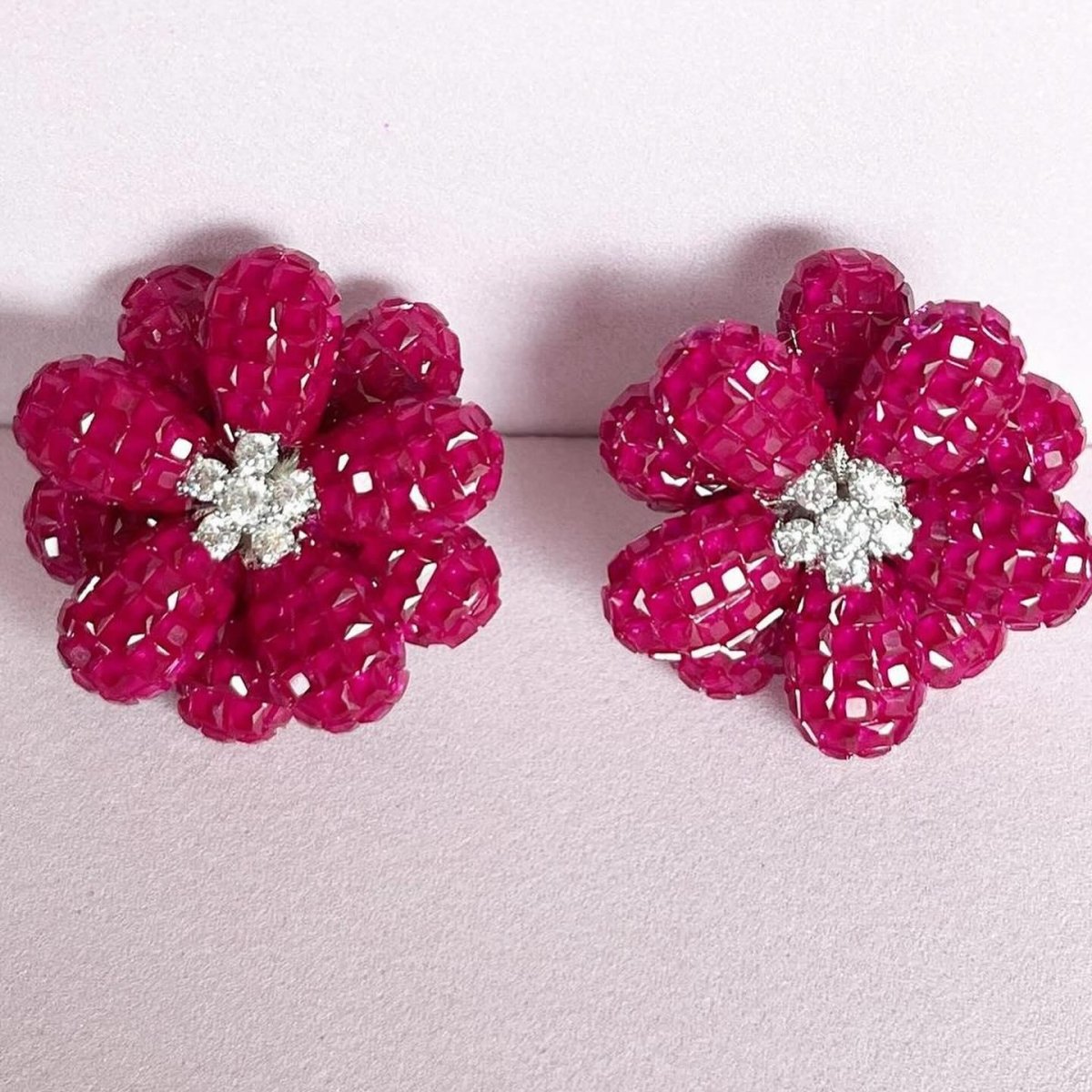 Exquisite Ruby and Diamond Floral Earrings - MR Jewels