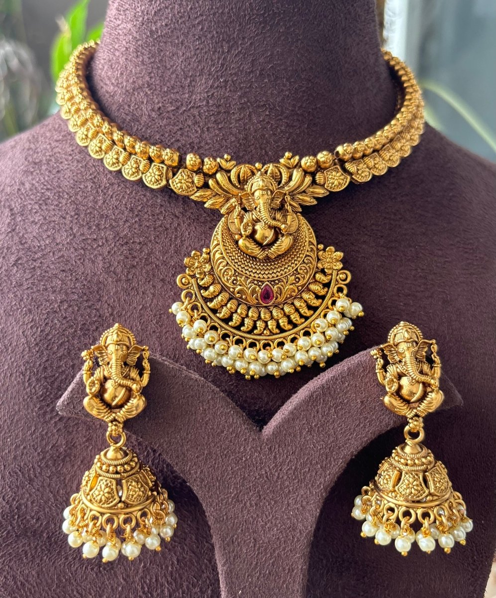 Ganesha Temple Jewellery - Gold plated - MR Jewels