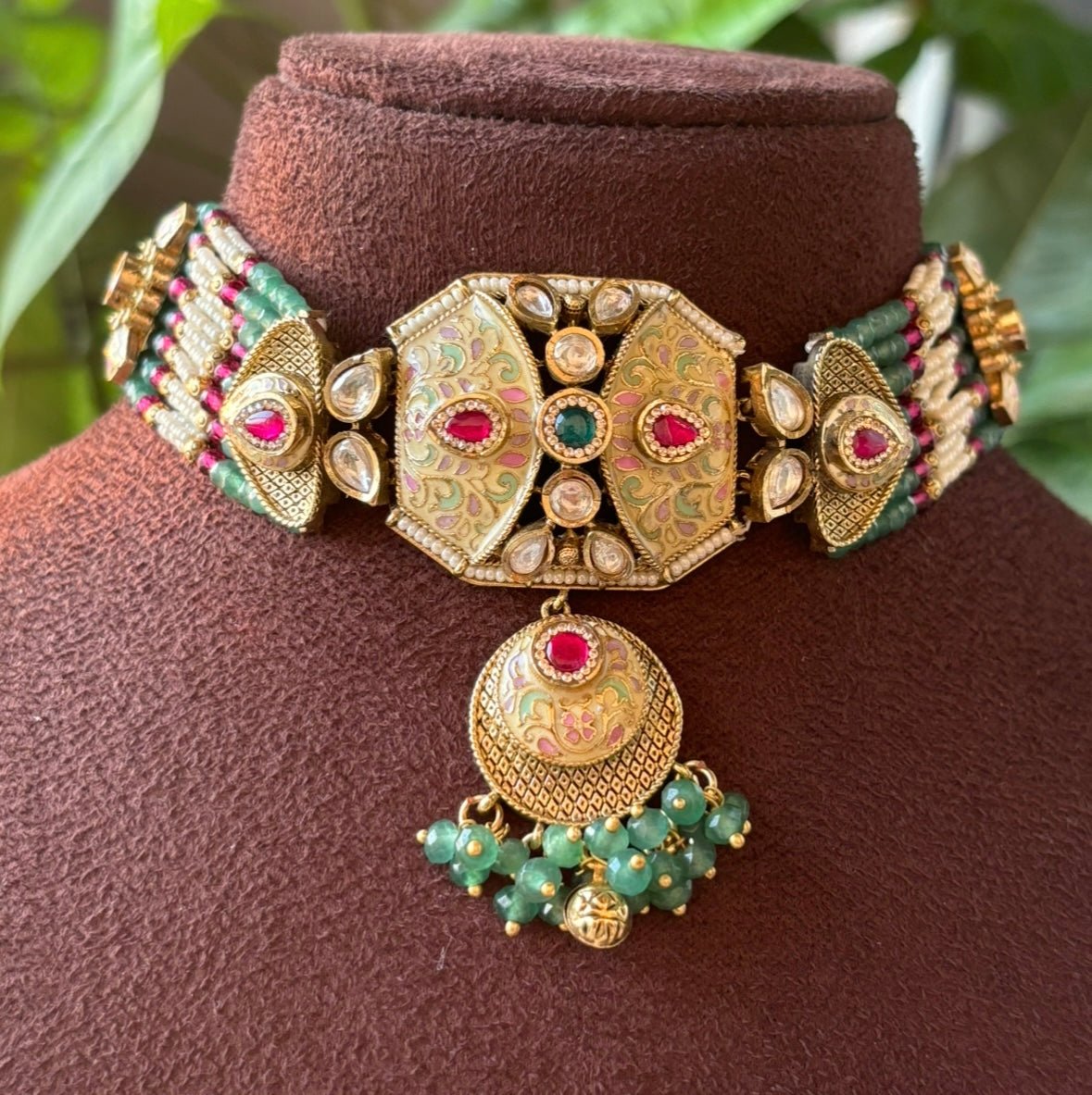 Gaurangi Royal Mughal Enamel Choker Set - MR Jewels