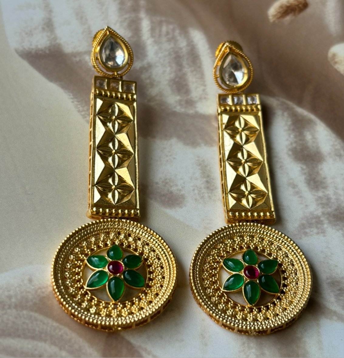 Gold Plated Indowestern Long Earrings - MR Jewels