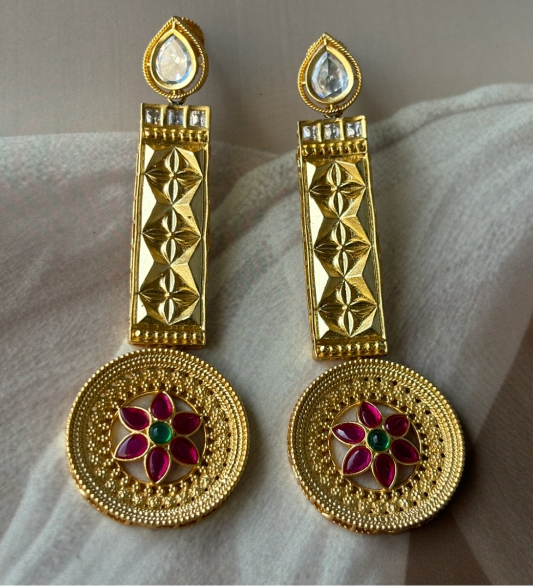 Gold Plated Indowestern Long Earrings - MR Jewels