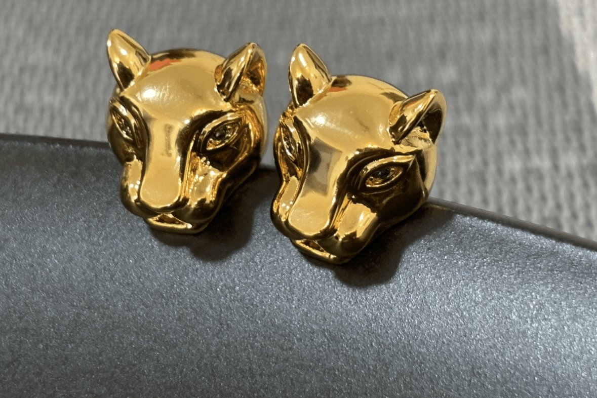 Gold plated Panther Studs - MR Jewels