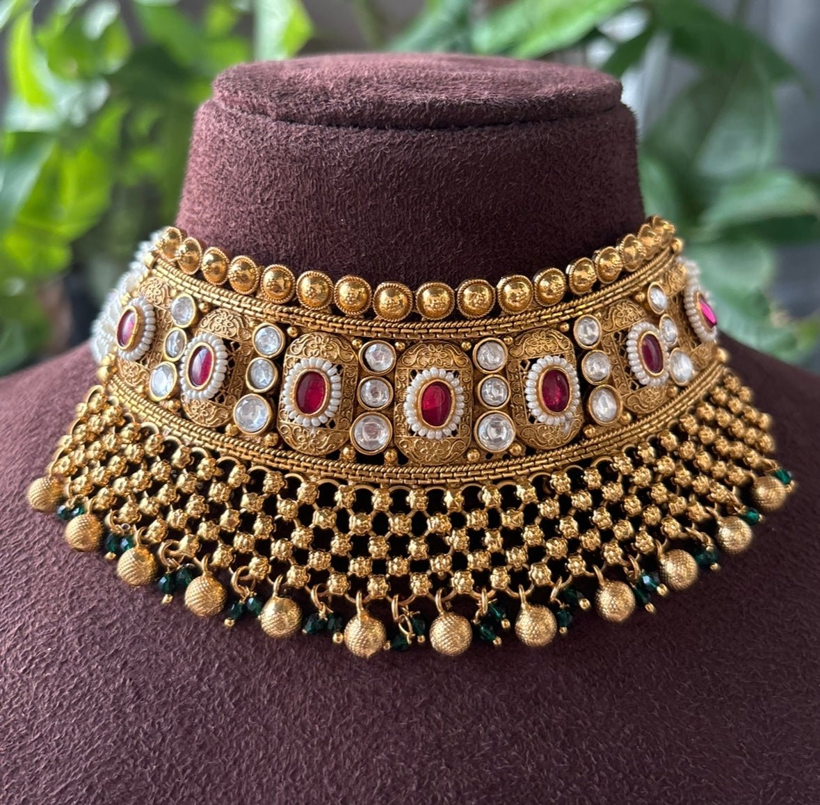 Grand Heritage Gold Polki Choker Set - MR Jewels