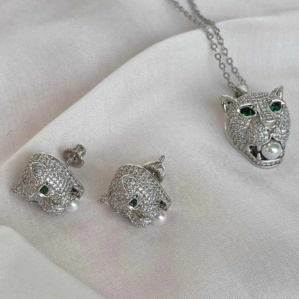 Green Eyed Panther Pendant Set - MR Jewels