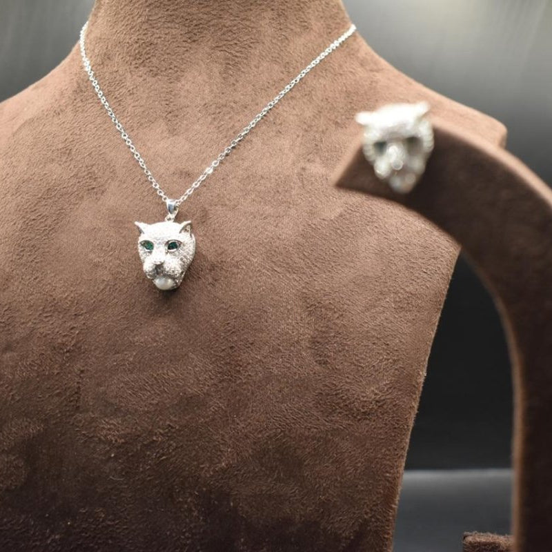Green Eyed Panther Pendant Set - MR Jewels
