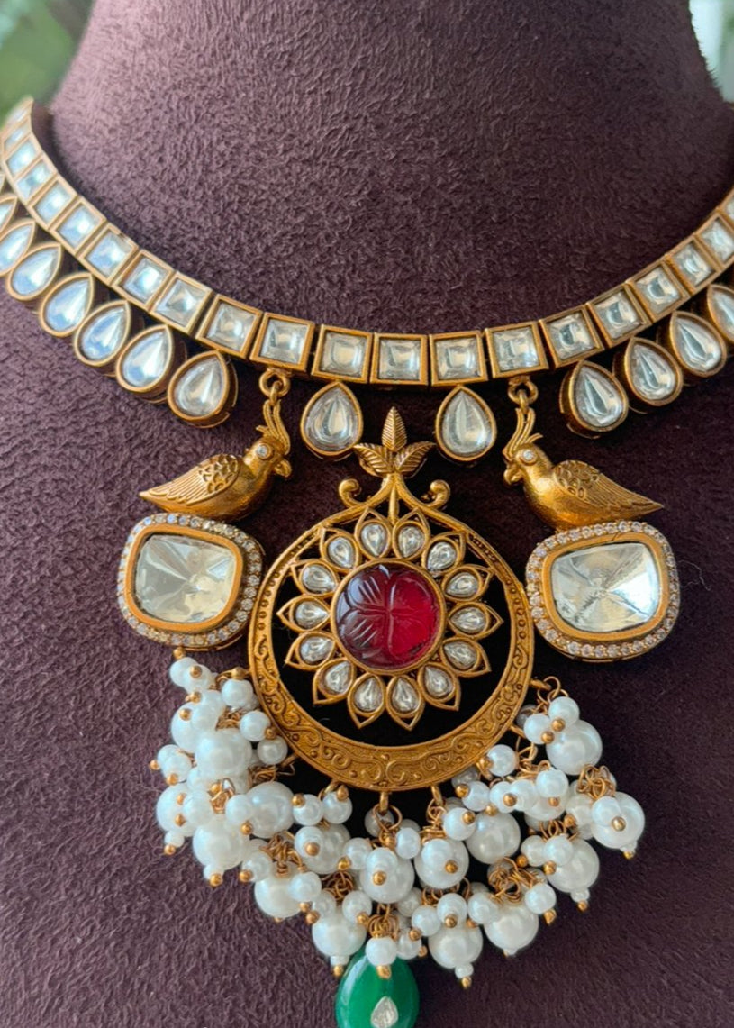 Handcrafted peacock Necklace with pretty earrings - MR Jewels